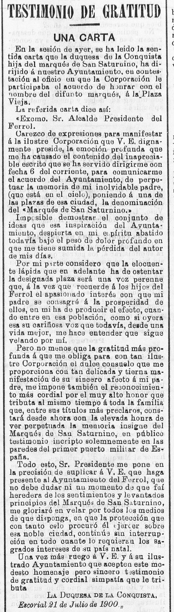 carta-de-agradecemento-da-marquesa-el-correo-gallego-28-de-xullo-de-1900